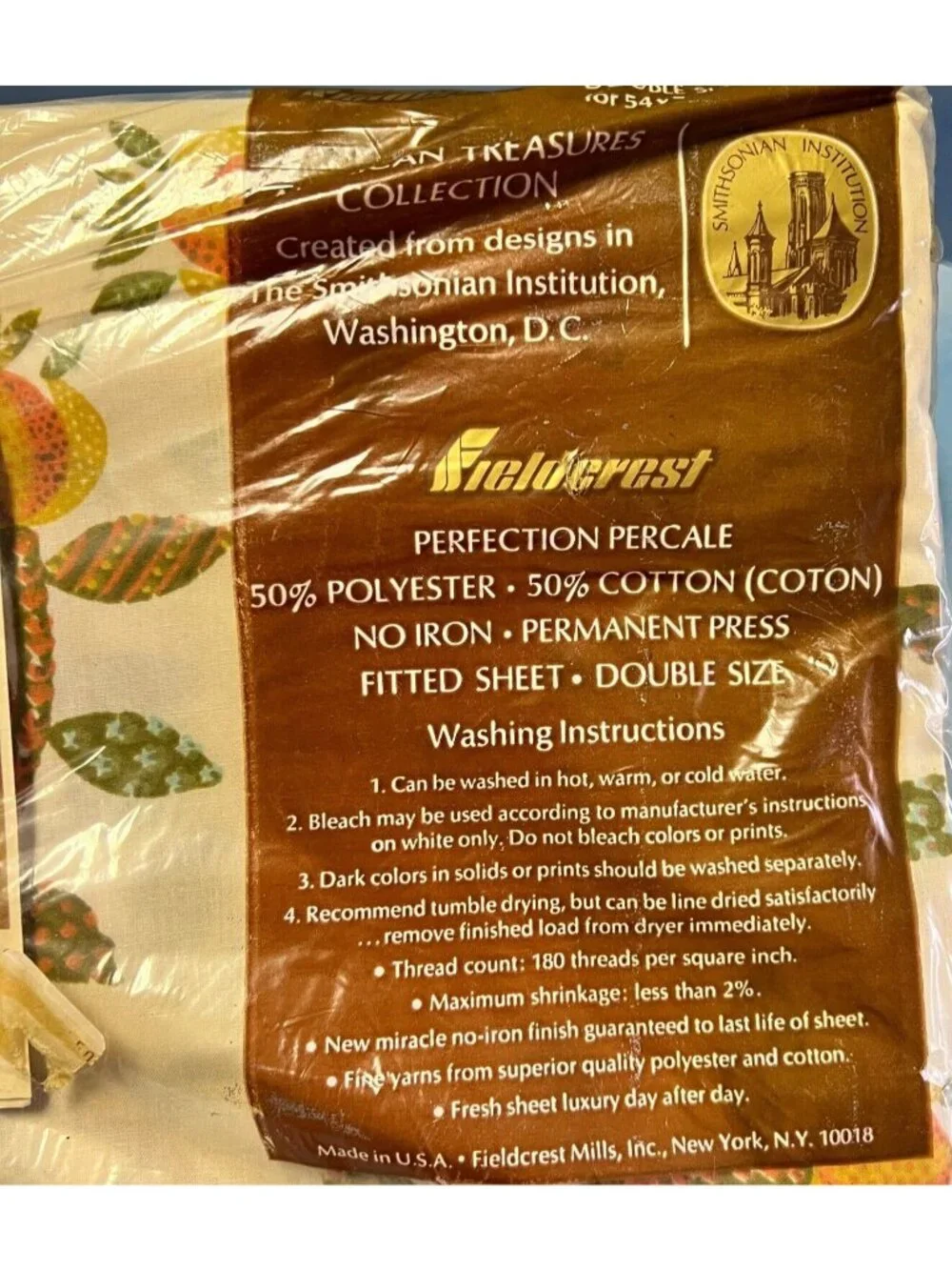 Vintage NOS Fieldcrest Double Fitted Sheet Patience Rose American Treasures